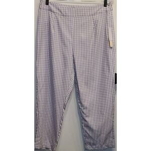 CYRUS Purple and White Gingham Plaid High Rise Cropped Pants Plus Size 8